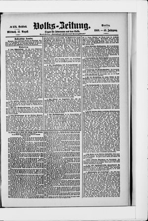 Volks-Zeitung vom 15.08.1900