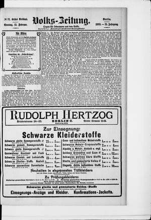 Volks-Zeitung vom 15.02.1903