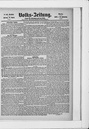 Volks-Zeitung vom 10.04.1903