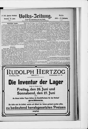 Volks-Zeitung vom 21.06.1903
