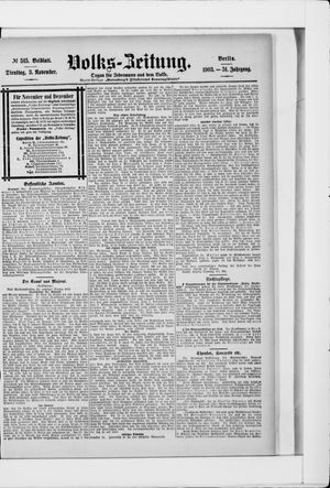 Volks-Zeitung vom 03.11.1903
