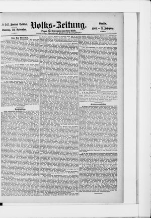 Volks-Zeitung vom 22.11.1903