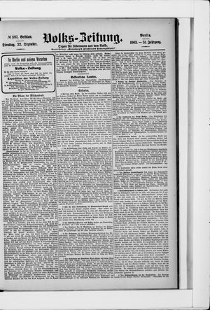 Volks-Zeitung vom 22.12.1903