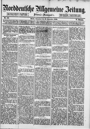 Norddeutsche allgemeine Zeitung vom 27.09.1879