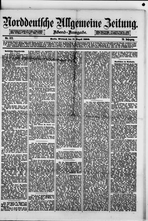 Norddeutsche allgemeine Zeitung vom 11.08.1880