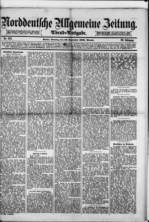 Norddeutsche allgemeine Zeitung vom 13.09.1881