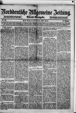 Norddeutsche allgemeine Zeitung vom 14.11.1881