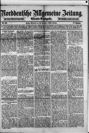 Norddeutsche allgemeine Zeitung vom 16.11.1881