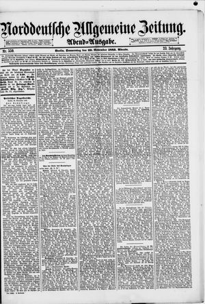 Norddeutsche allgemeine Zeitung vom 29.11.1883