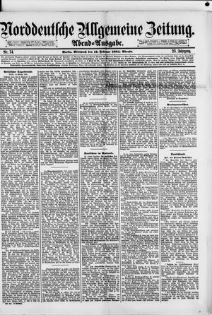 Norddeutsche allgemeine Zeitung on Feb 13, 1884