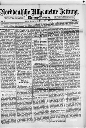 Norddeutsche allgemeine Zeitung on Feb 15, 1884