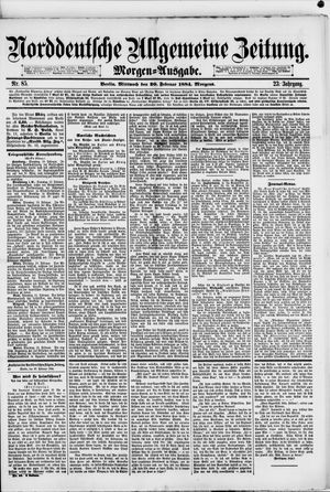 Norddeutsche allgemeine Zeitung vom 20.02.1884