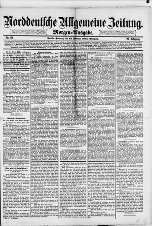 Norddeutsche allgemeine Zeitung on Feb 24, 1884