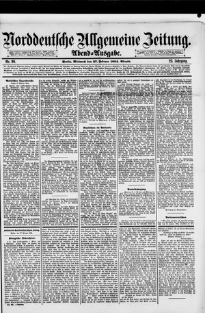 Norddeutsche allgemeine Zeitung vom 27.02.1884