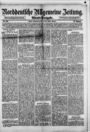Norddeutsche allgemeine Zeitung on May 1, 1884