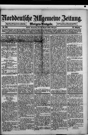 Norddeutsche allgemeine Zeitung vom 21.08.1884