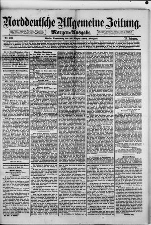 Norddeutsche allgemeine Zeitung vom 28.08.1884