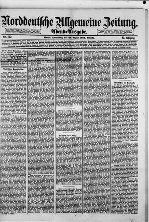 Norddeutsche allgemeine Zeitung vom 28.08.1884