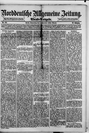Norddeutsche allgemeine Zeitung vom 04.09.1884