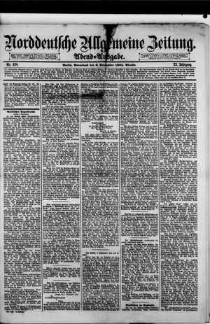 Norddeutsche allgemeine Zeitung vom 06.09.1884