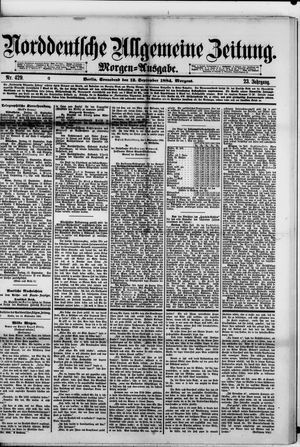 Norddeutsche allgemeine Zeitung vom 13.09.1884