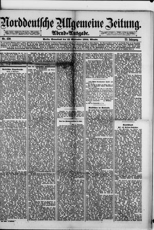 Norddeutsche allgemeine Zeitung vom 13.09.1884