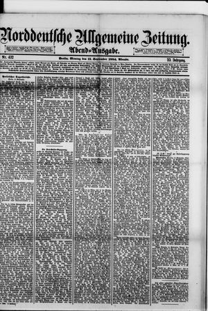 Norddeutsche allgemeine Zeitung vom 15.09.1884