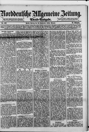 Norddeutsche allgemeine Zeitung vom 19.09.1884