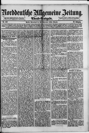 Norddeutsche allgemeine Zeitung vom 20.09.1884