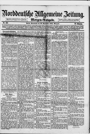 Norddeutsche allgemeine Zeitung vom 27.09.1884