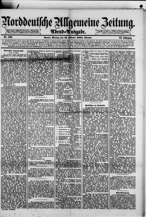Norddeutsche allgemeine Zeitung vom 13.10.1884