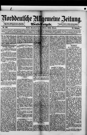 Norddeutsche allgemeine Zeitung vom 25.10.1884