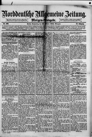 Norddeutsche allgemeine Zeitung vom 30.10.1884
