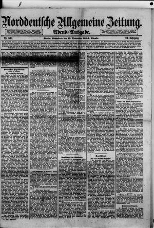 Norddeutsche allgemeine Zeitung vom 15.11.1884