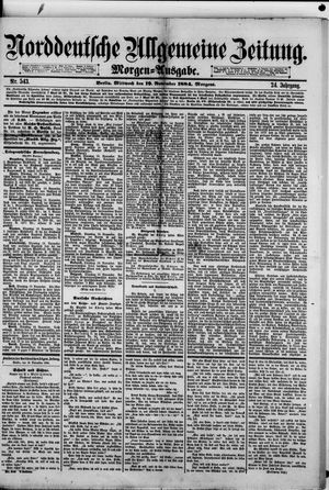 Norddeutsche allgemeine Zeitung vom 19.11.1884