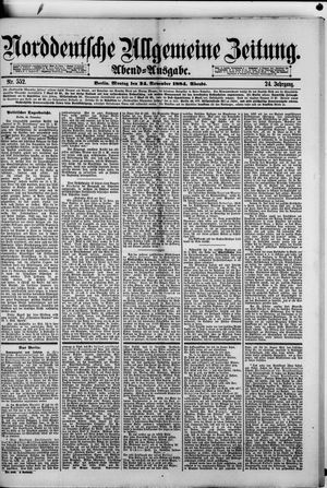 Norddeutsche allgemeine Zeitung vom 24.11.1884