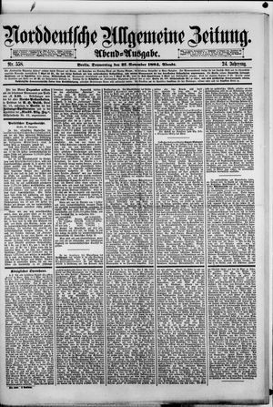 Norddeutsche allgemeine Zeitung vom 27.11.1884