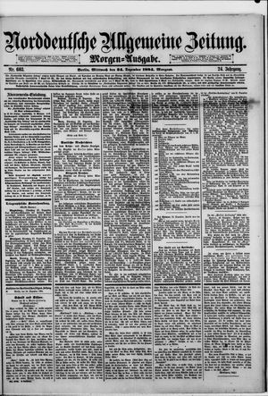 Norddeutsche allgemeine Zeitung vom 24.12.1884