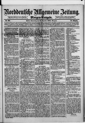 Norddeutsche allgemeine Zeitung vom 25.12.1884