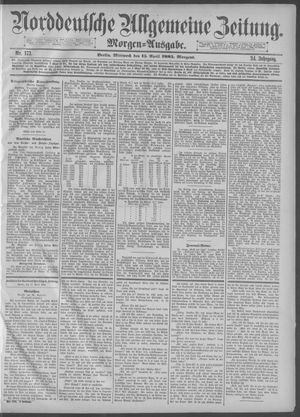Norddeutsche allgemeine Zeitung on Apr 15, 1885