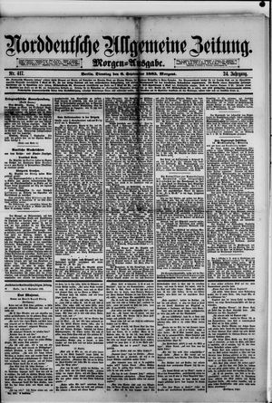 Norddeutsche allgemeine Zeitung vom 08.09.1885