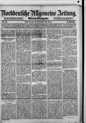 Norddeutsche allgemeine Zeitung vom 21.11.1885