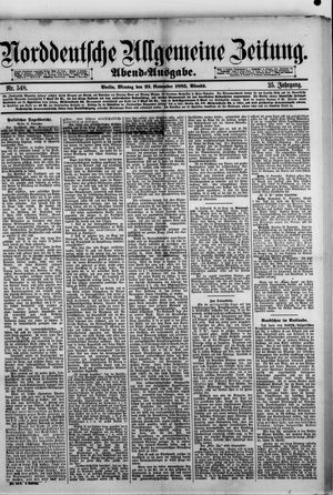 Norddeutsche allgemeine Zeitung vom 23.11.1885