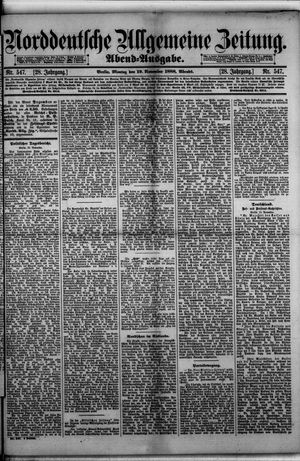 Norddeutsche allgemeine Zeitung vom 19.11.1888