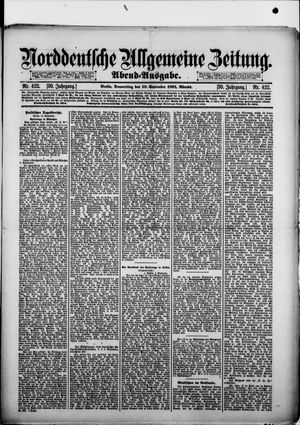 Norddeutsche allgemeine Zeitung vom 10.09.1891