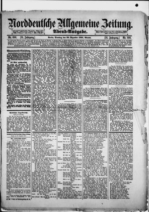 Norddeutsche allgemeine Zeitung vom 29.12.1891