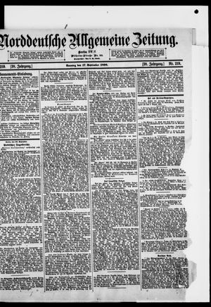 Norddeutsche allgemeine Zeitung vom 17.09.1899