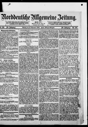 Norddeutsche allgemeine Zeitung on Sep 17, 1899