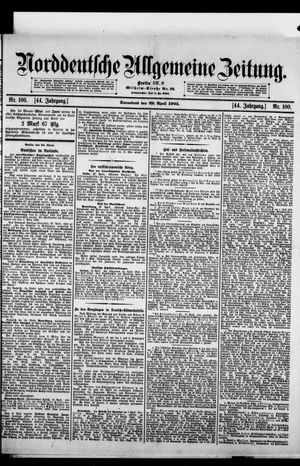 Norddeutsche allgemeine Zeitung vom 29.04.1905