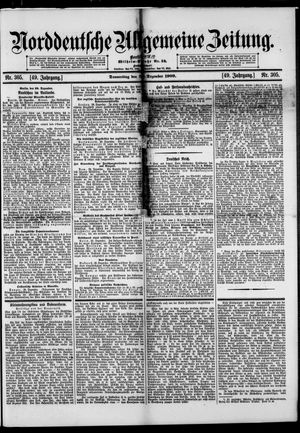 Norddeutsche allgemeine Zeitung vom 30.12.1909